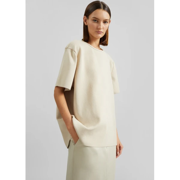 The Frankie Shop Leni Knit Oversized Top – Beige, view 6