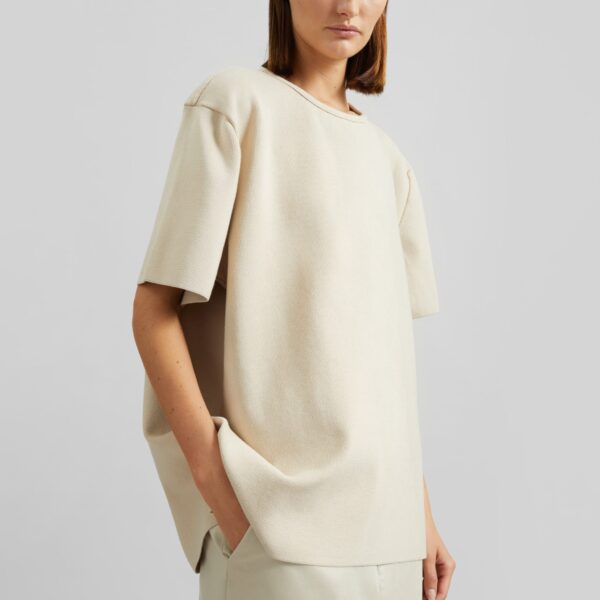 The Frankie Shop Leni Knit Oversized Top - Beige - Oversized Minimalist Tops in Beige - Shop at Coveti
