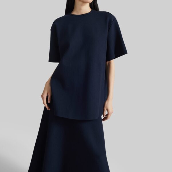 The Frankie Shop Leni Knit Oversized Top - Navy - Oversized Minimalist Tops in Blue - Shop at Coveti