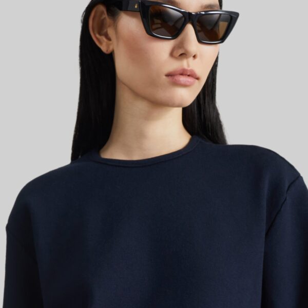 The Frankie Shop Leni Knit Oversized Top - Navy - Oversized Minimalist Tops in Blue - Shop at Coveti