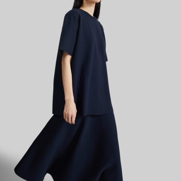 The Frankie Shop Leni Knit Oversized Top - Navy - Oversized Minimalist Tops in Blue - Shop at Coveti