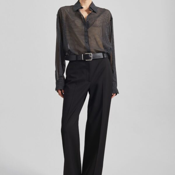 The Frankie Shop Lenora Straight Trousers - Black - Oversized Minimalist Pants in Black - Shop at Coveti