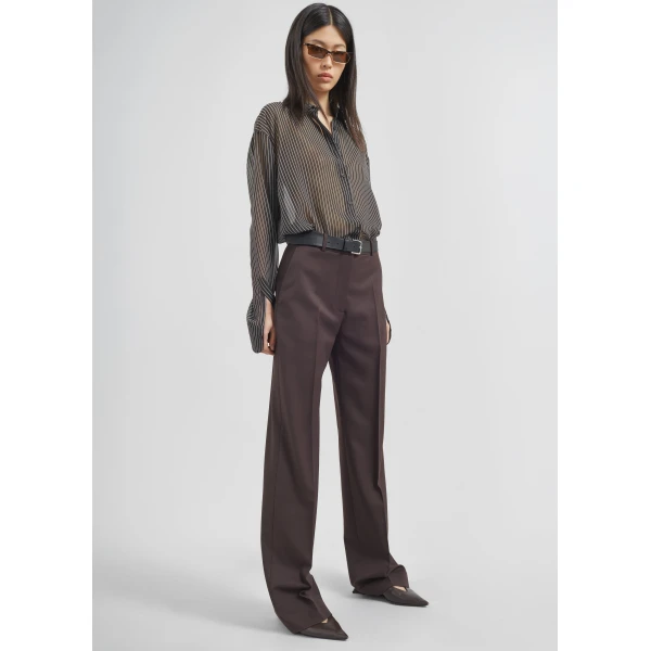 The Frankie Shop Lenora Straight Trousers – Brown, view 3
