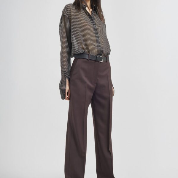 The Frankie Shop Lenora Straight Trousers - Brown - Oversized Minimalist Pants in Beige - Shop at Coveti
