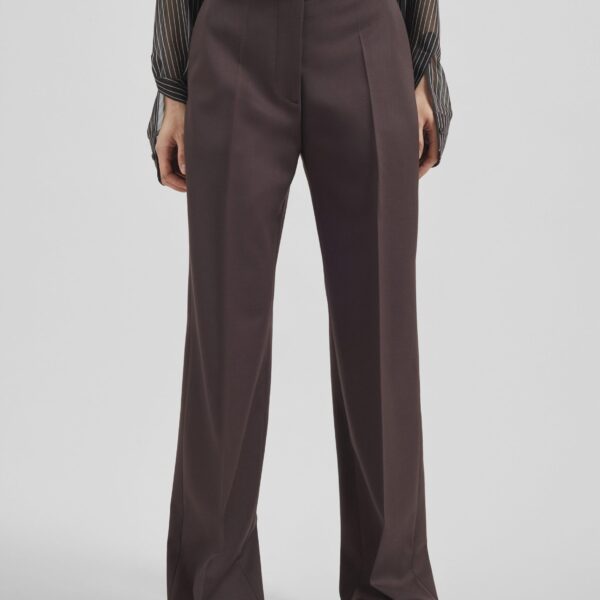 The Frankie Shop Lenora Straight Trousers - Brown - Oversized Minimalist Pants in Beige - Shop at Coveti