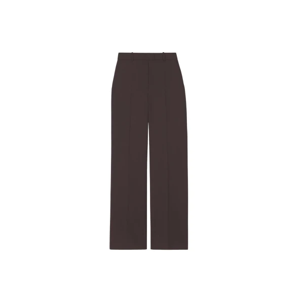 The Frankie Shop Lenora Straight Trousers - Brown - Oversized Minimalist Pants in Beige - Shop at Coveti