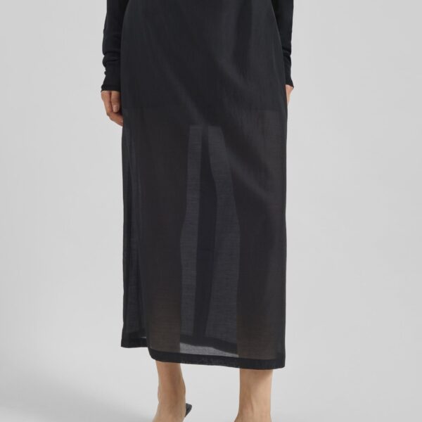 The Frankie Shop Lenore Semi Sheer Midi Skirt - Black - Oversized Minimalist Skirts in Black - Shop at Coveti