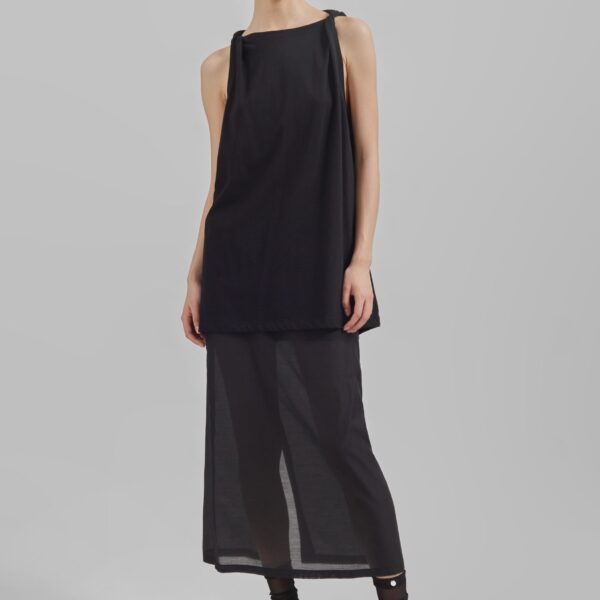 The Frankie Shop Lenore Semi Sheer Midi Skirt - Black - Oversized Minimalist Skirts in Black - Shop at Coveti
