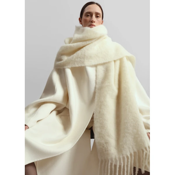 The Frankie Shop Leroy Funnel Neck Wool Coat – White, view 6