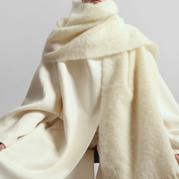 The Frankie Shop Leroy Funnel Neck Wool Coat - White - Oversized Minimalist Coats in White - Shop at Coveti
