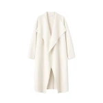 The Frankie Shop Leroy Funnel Neck Wool Coat - White - Oversized Minimalist Coats in White - Shop at Coveti