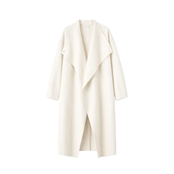 The Frankie Shop Leroy Funnel Neck Wool Coat - White - Oversized Minimalist Coats in White - Shop at Coveti