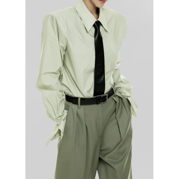 The Frankie Shop Leuven Padded Shirt – Sage, view 3