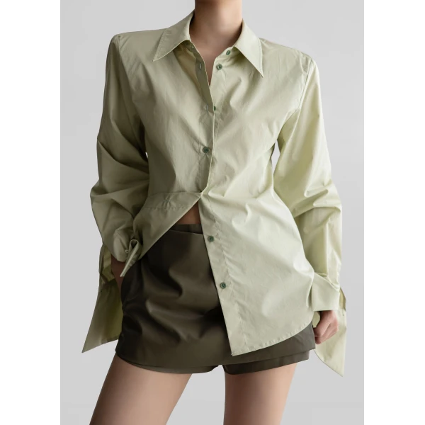 The Frankie Shop Leuven Padded Shirt – Sage, view 4