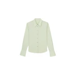 The Frankie Shop Leuven Padded Shirt - Sage - Oversized Minimalist Tops in Green - Shop at Coveti