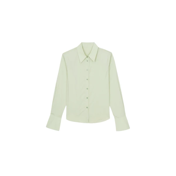 The Frankie Shop Leuven Padded Shirt - Sage - Oversized Minimalist Tops in Green - Shop at Coveti
