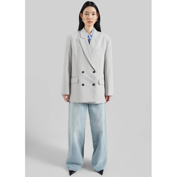 The Frankie Shop Leven Double-Breasted Blazer – Light Grey, view 4