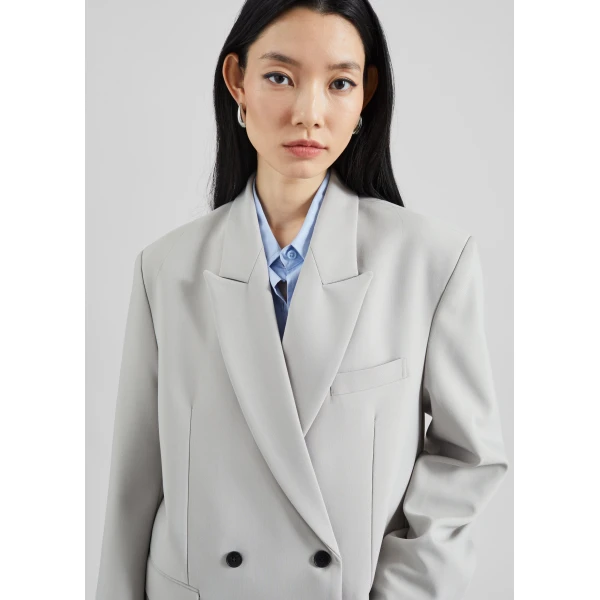 The Frankie Shop Leven Double-Breasted Blazer – Light Grey, view 5