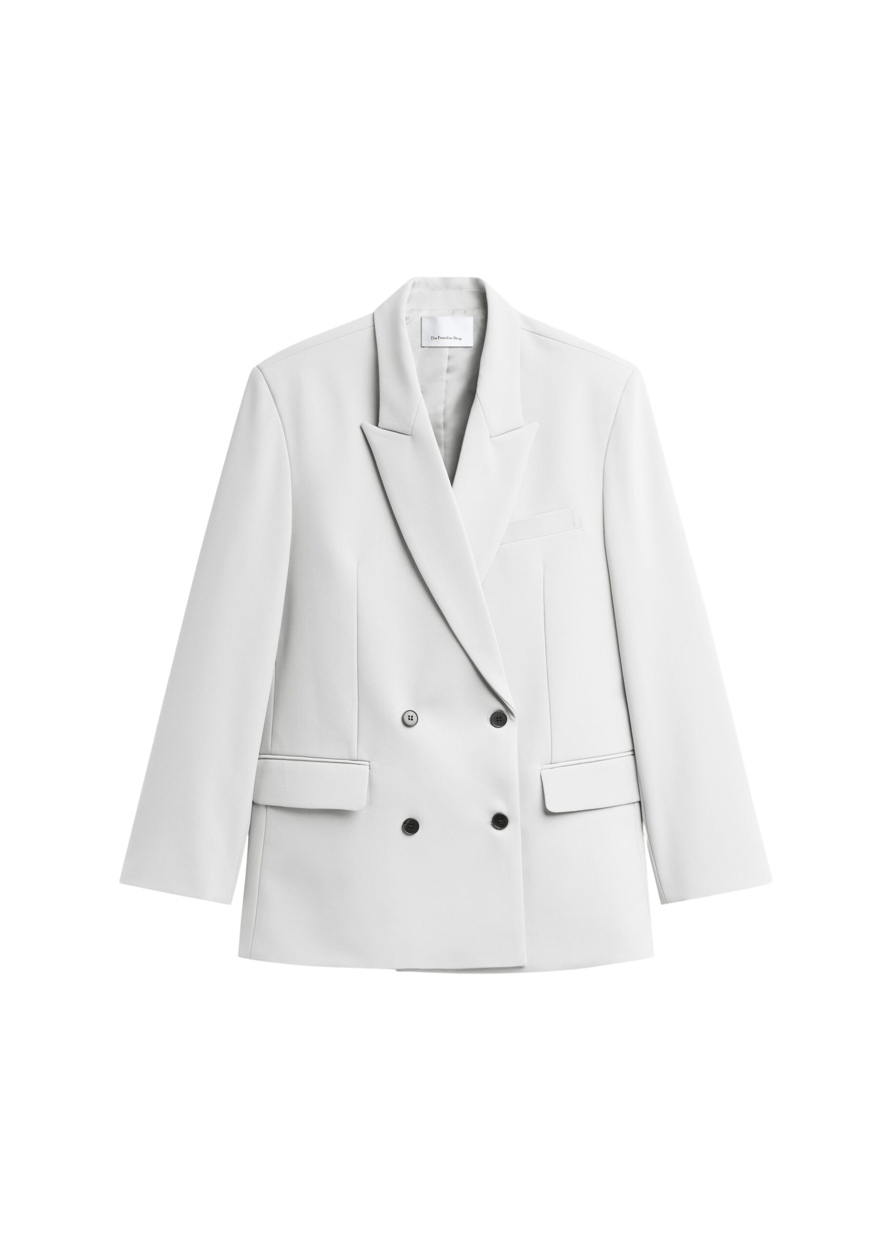 The Frankie Shop Leven Double-Breasted Blazer – Light Grey