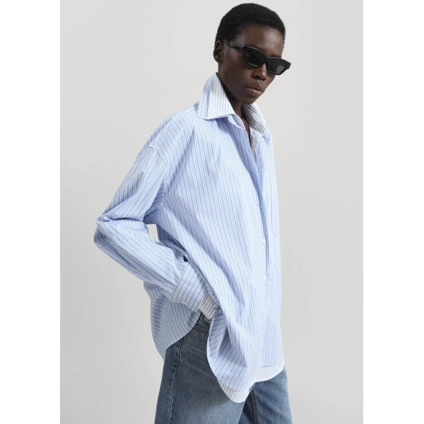 The Frankie Shop Lienz Double Shirt – Blue/White Stripe, view 5