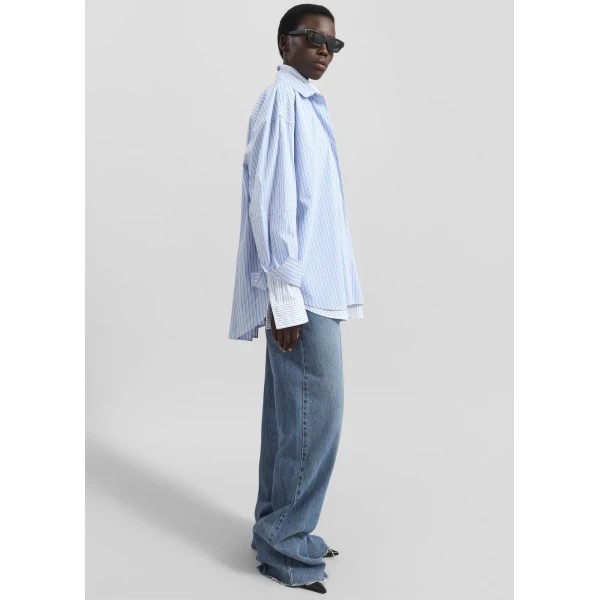 The Frankie Shop Lienz Double Shirt – Blue/White Stripe, view 6