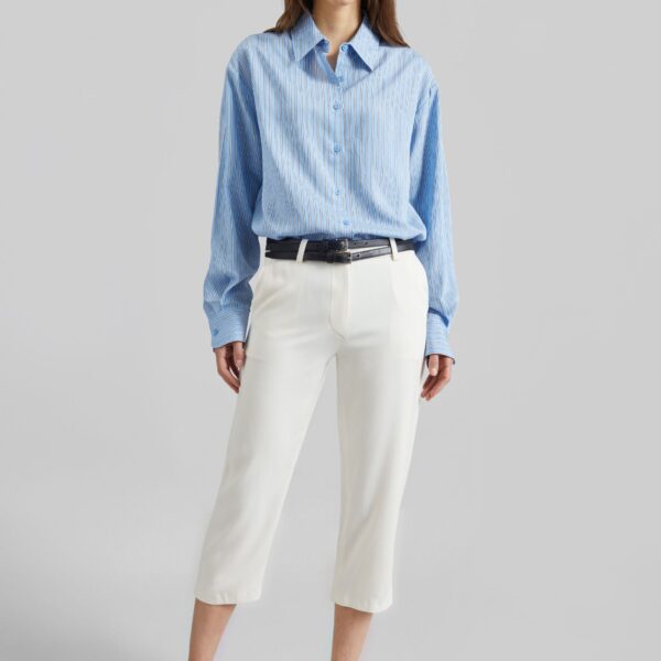 The Frankie Shop Lior Fluid Capri Pants - Ivory - Oversized Minimalist Pants in Ivory - Shop at Coveti