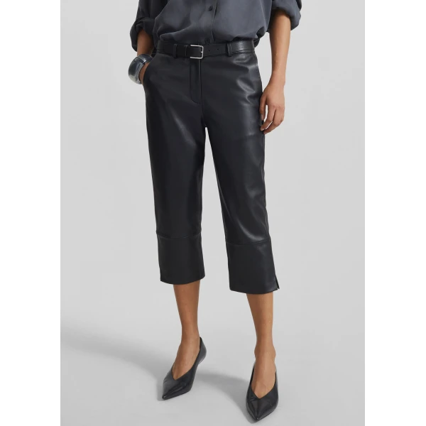 The Frankie Shop Lior Leather Capri Pants – Black, view 3
