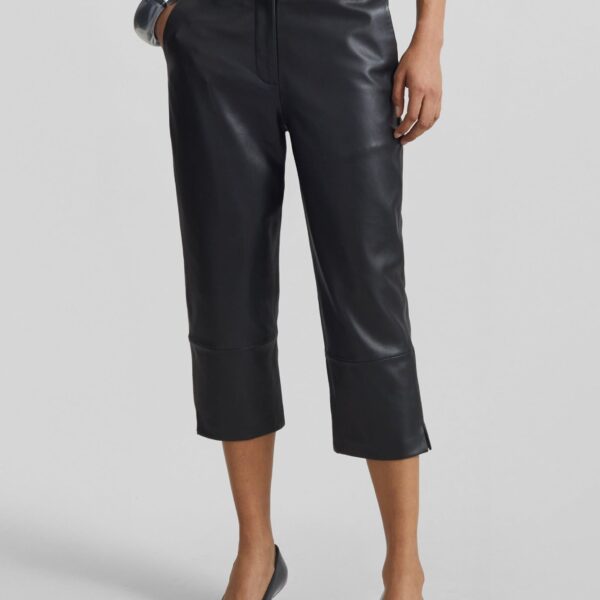 The Frankie Shop Lior Leather Capri Pants - Black - Oversized Minimalist Pants in Black - Shop at Coveti