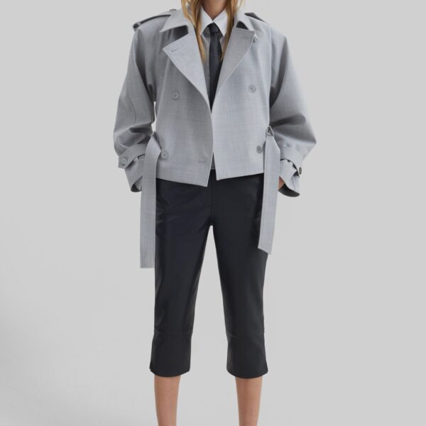 The Frankie Shop Lior Leather Capri Pants - Black - Oversized Minimalist Pants in Black - Shop at Coveti