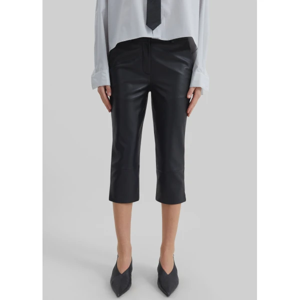 The Frankie Shop Lior Leather Capri Pants – Black, view 5