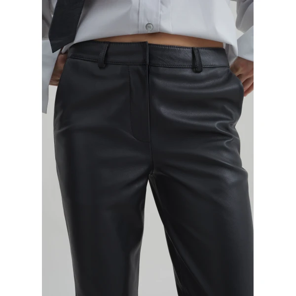 The Frankie Shop Lior Leather Capri Pants – Black, view 6