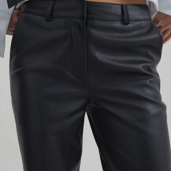 The Frankie Shop Lior Leather Capri Pants - Black - Oversized Minimalist Pants in Black - Shop at Coveti