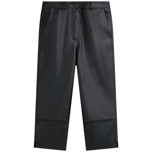 The Frankie Shop Lior Leather Capri Pants - Black - Oversized Minimalist Pants in Black - Shop at Coveti
