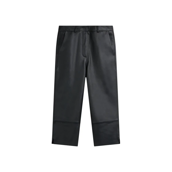 The Frankie Shop Lior Leather Capri Pants - Black - Oversized Minimalist Pants in Black - Shop at Coveti