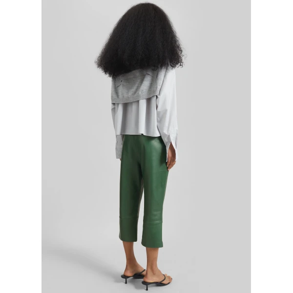 The Frankie Shop Lior Leather Capri Pants – Emerald, view 6