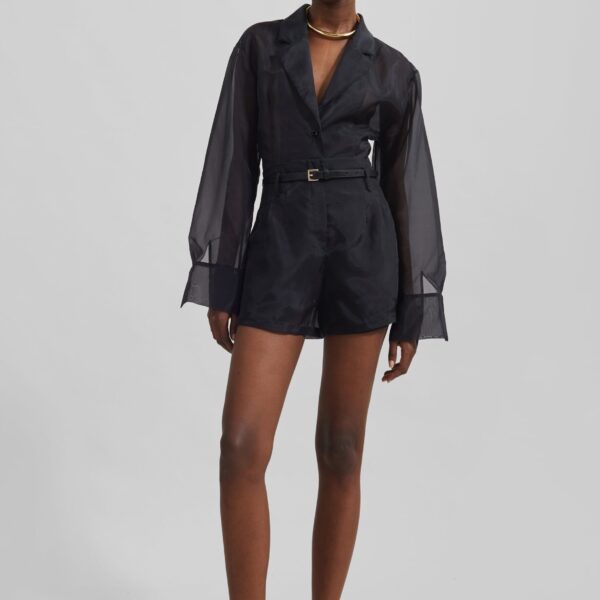 The Frankie Shop Lise Sheer Blazer - Black - Oversized Minimalist Jackets in Black - Shop at Coveti