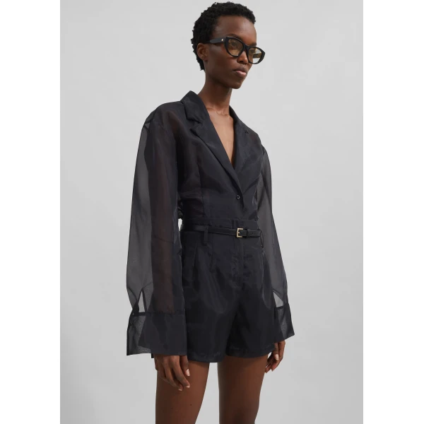 The Frankie Shop Lise Sheer Blazer – Black, view 4