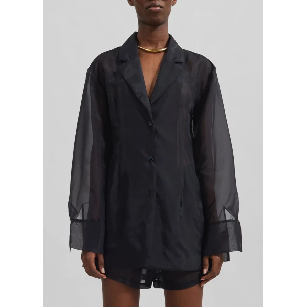 The Frankie Shop Lise Sheer Blazer – Black, view 5