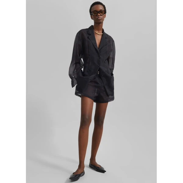 The Frankie Shop Lise Sheer Blazer – Black, view 6