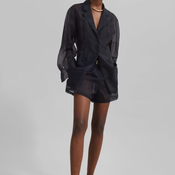 The Frankie Shop Lise Sheer Blazer - Black - Oversized Minimalist Jackets in Black - Shop at Coveti