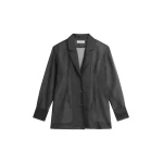 The Frankie Shop Lise Sheer Blazer - Black - Oversized Minimalist Jackets in Black - Shop at Coveti