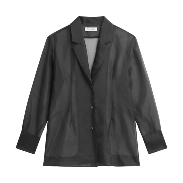 The Frankie Shop Lise Sheer Blazer - Black - Oversized Minimalist Jackets in Black - Shop at Coveti