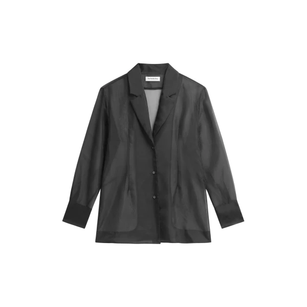 The Frankie Shop Lise Sheer Blazer - Black - Oversized Minimalist Jackets in Black - Shop at Coveti