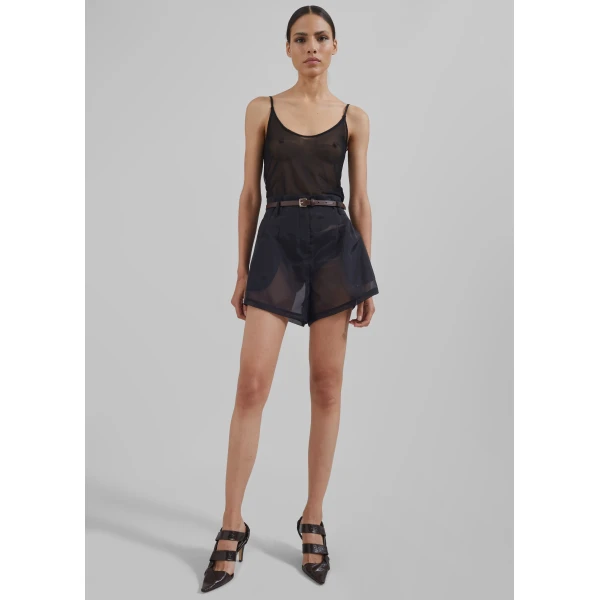 The Frankie Shop Lise Sheer Shorts – Black, view 2