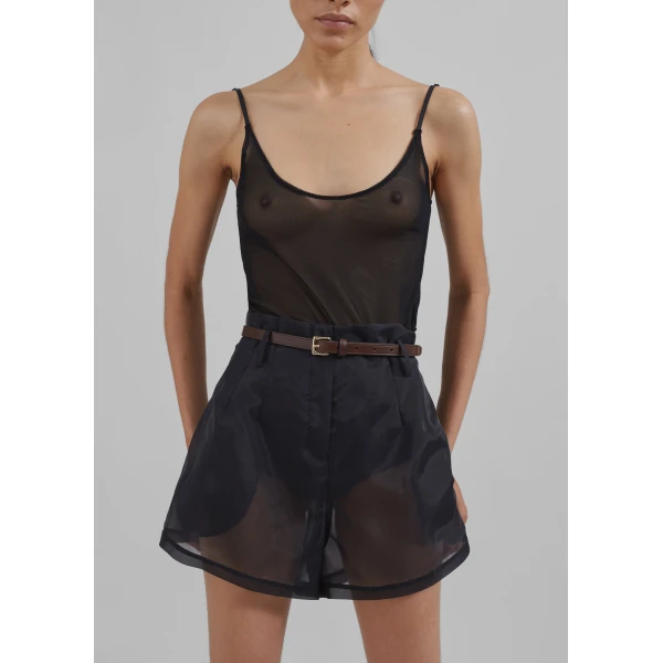 The Frankie Shop Lise Sheer Shorts – Black, view 3