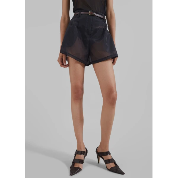 The Frankie Shop Lise Sheer Shorts – Black, view 5