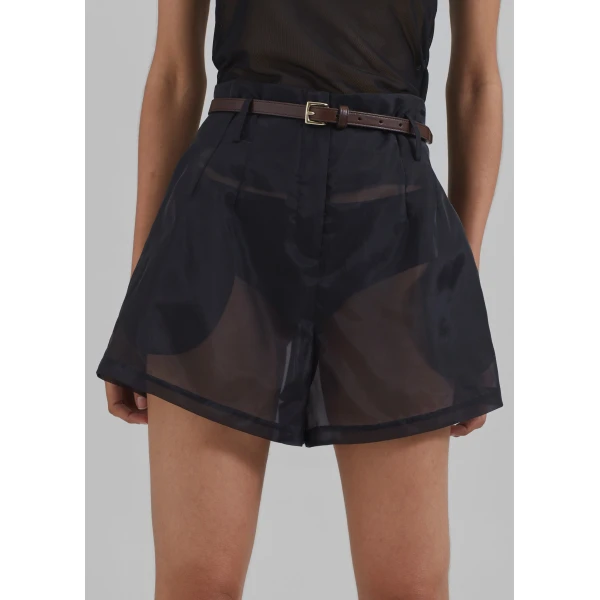 The Frankie Shop Lise Sheer Shorts – Black, view 6