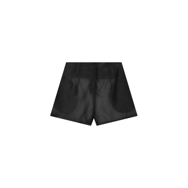 The Frankie Shop Lise Sheer Shorts - Black - Oversized Minimalist Shorts in Black - Shop at Coveti