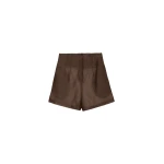 The Frankie Shop Lise Sheer Shorts - Brown - Oversized Minimalist Shorts in Beige - Shop at Coveti