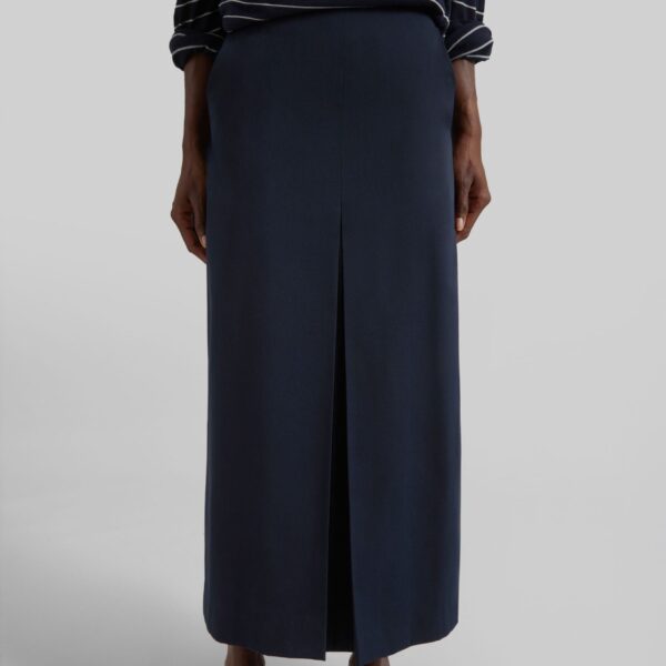The Frankie Shop Lisle Front Slit Pencil Skirt - Navy - Oversized Minimalist Skirts in Blue - Shop at Coveti